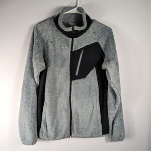 Columbia L Gray Sherpa Fleece Jacket Full Zip Outdoor Hiking Womens Lightweight